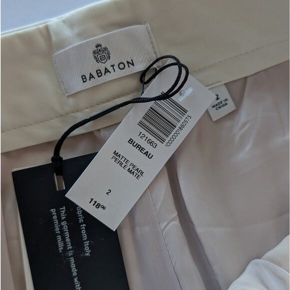 NWT Babaton Bureau Matte Pearl Mid-rise Wool Twill Pleated Mini Shorts, size 2 - Picture 3 of 7